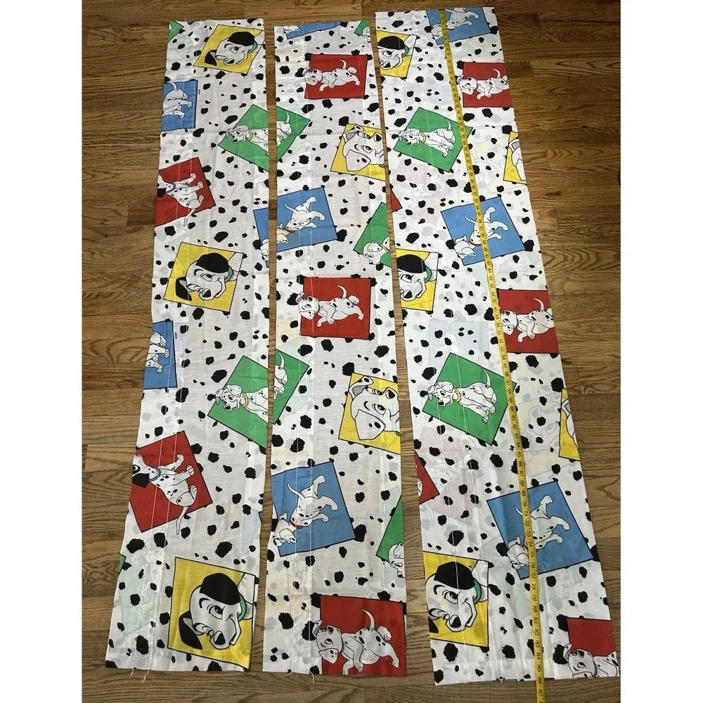 101 Dalmatians Unfinished Curtain Valances Unfinished Fabric Pieces Vintage 1993